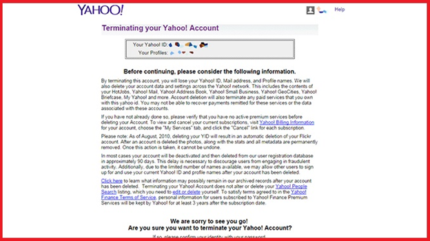 Как удалить аккаунт Yahoo: шаг №1 Как удалить аккаунт Yahoo: шаг №1