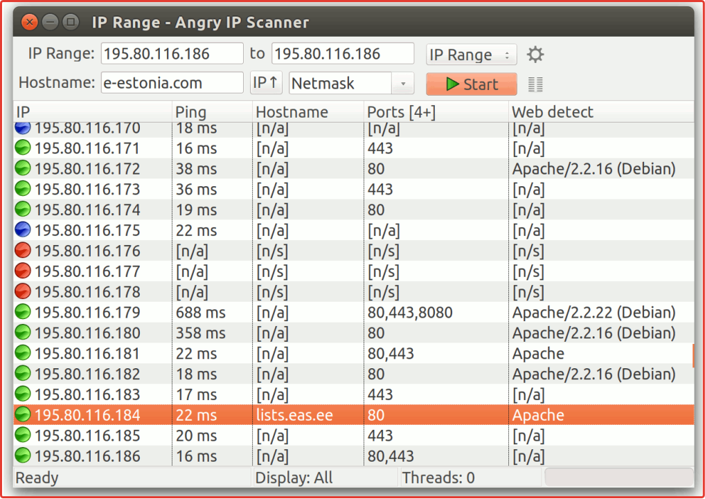 Apparition de l'utilitaire Angry ip Scanner. 