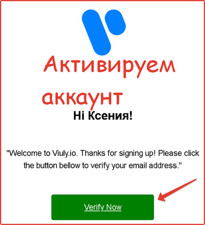 Активируем аккаунт Viuly.io